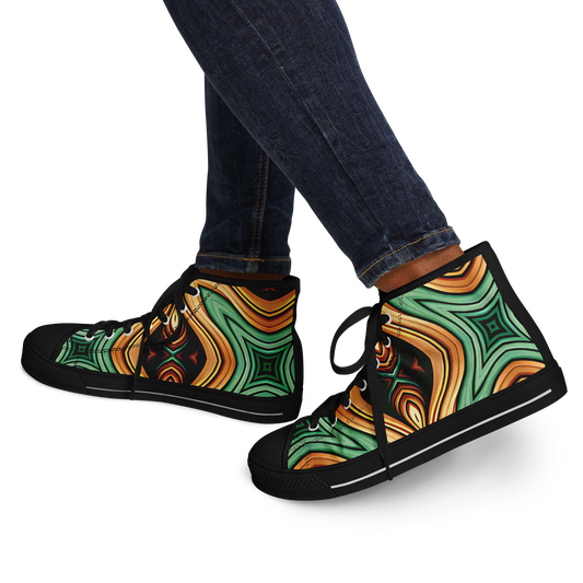 Women's Green & Gold Psychedelic Floral Pattern All-Over Print Urban Peak High Top Shoes