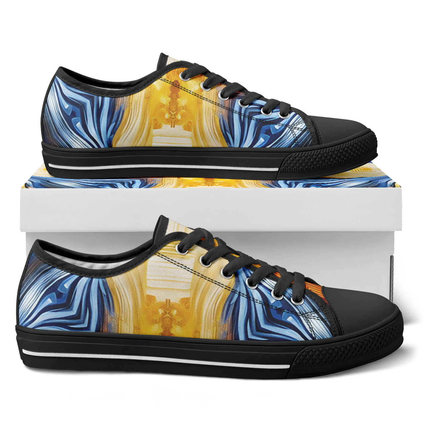 Women’s Bright Orange & Blue Abstract All Over Print Urban Peak Low Shoes