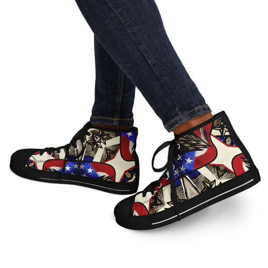 Women's Patriotic Stars & Cross Kaleidoscope Pattern All-Over Print Urban Peak High Top Shoes
