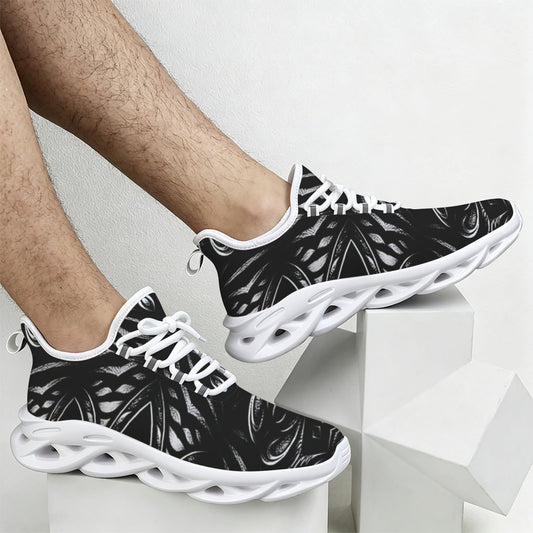 Men's Black & Silver Symmetry Pattern All-Over Print Twisted Sole Sneakers