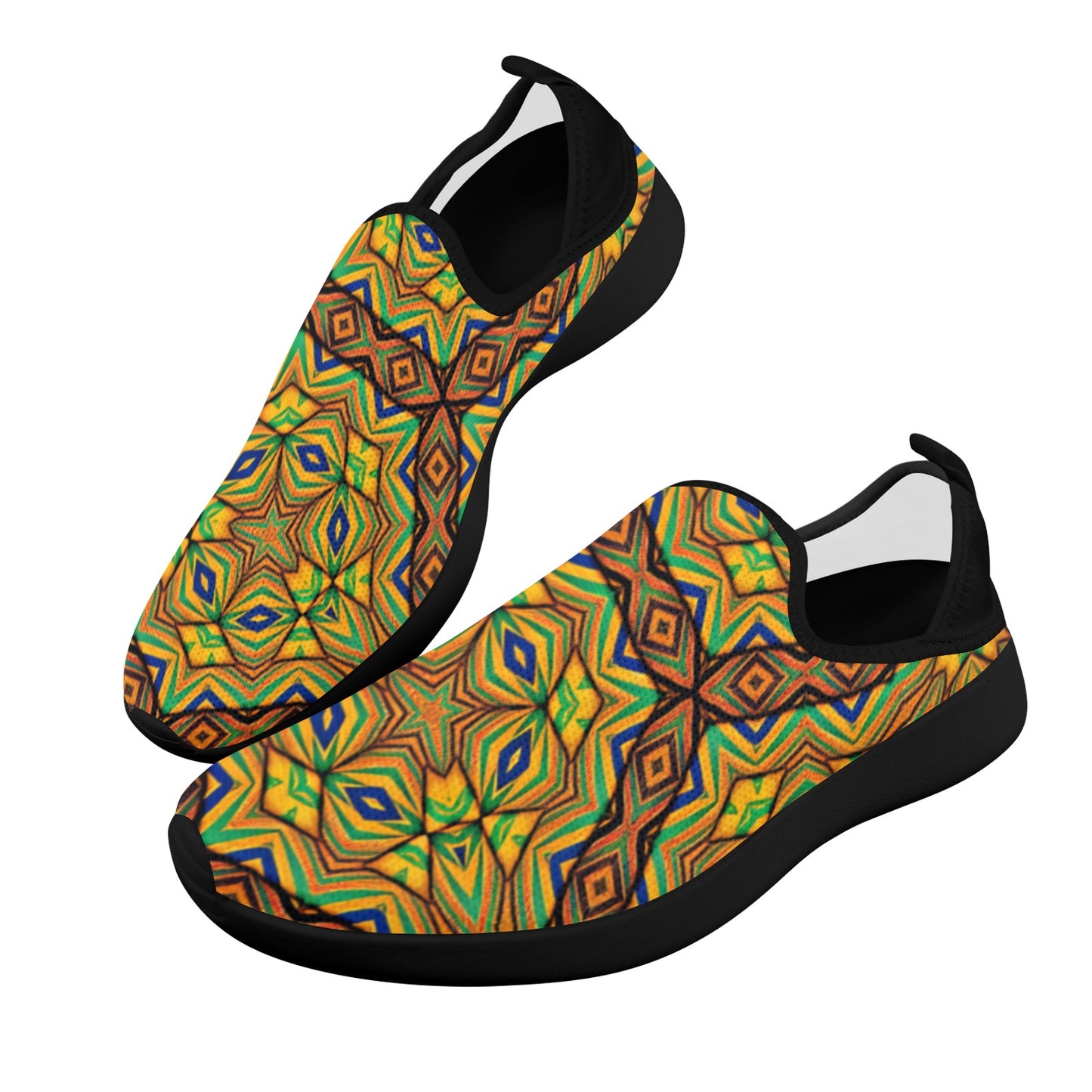 Men's Kaleidoscope Geo Patterned Fly Weave Drop-in Heel Sneakers