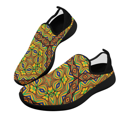 Men's Kaleidoscope Geo Patterned Fly Weave Drop-in Heel Sneakers