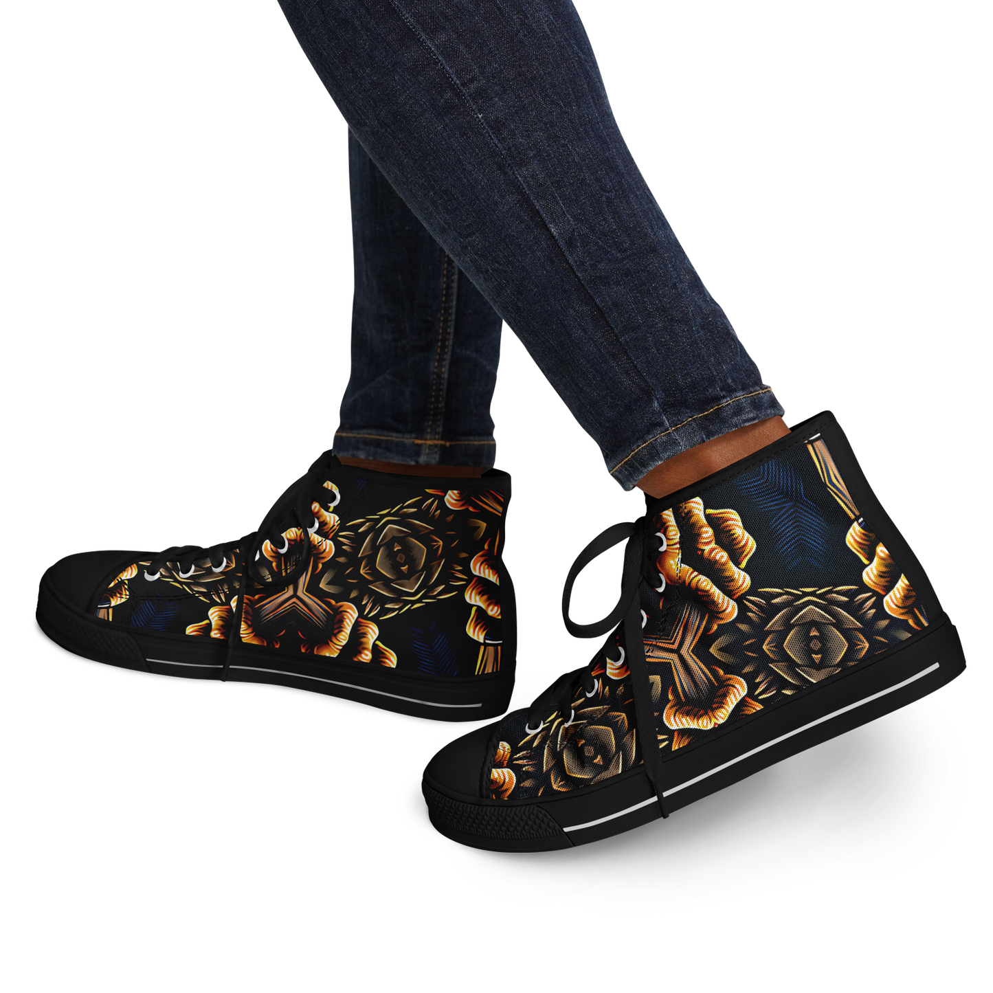 Women's Geometric Gold & Black Pattern Urban Peak High Top Shoes