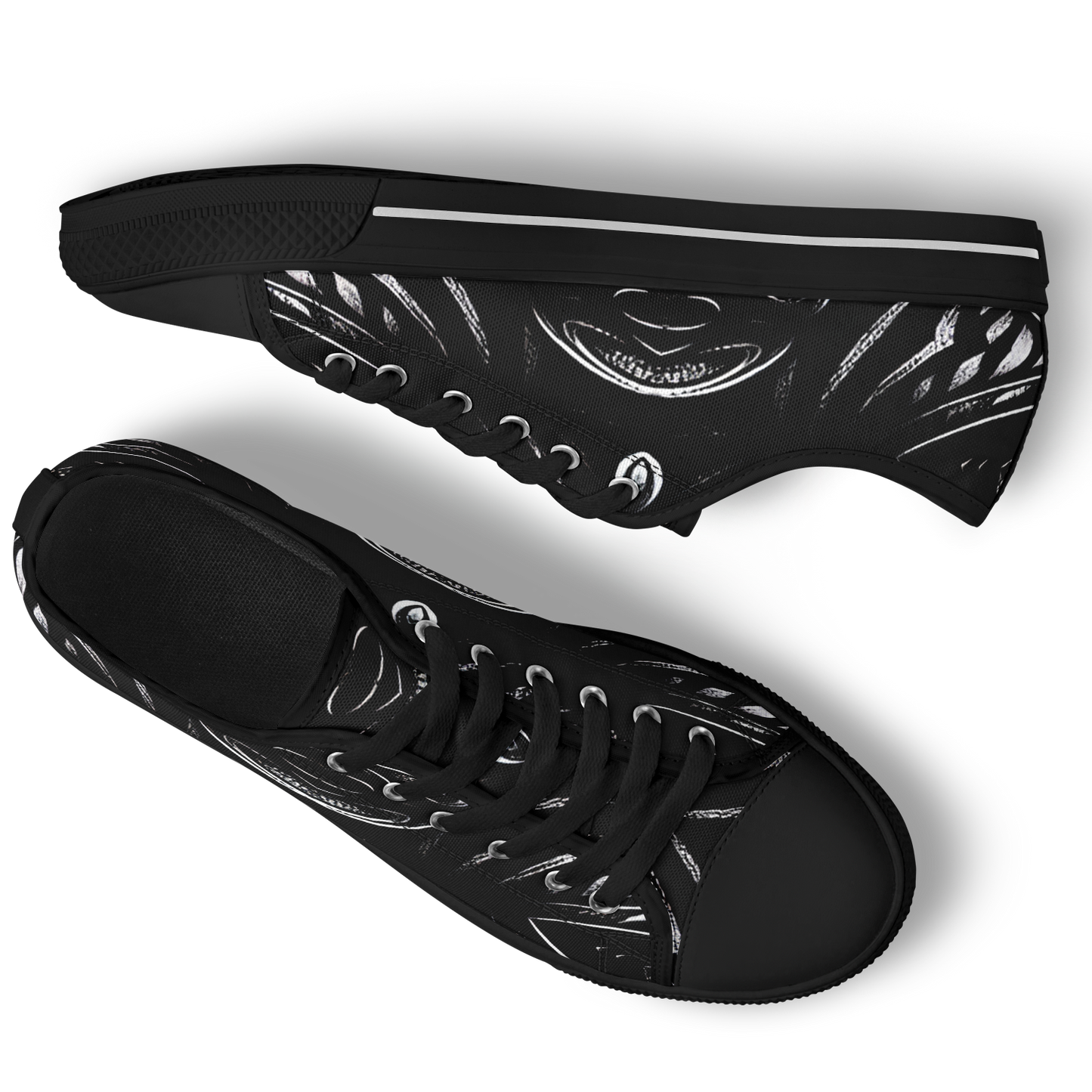 Men's Black & White Geometric All-Over Print Urban Peak Low Shoes