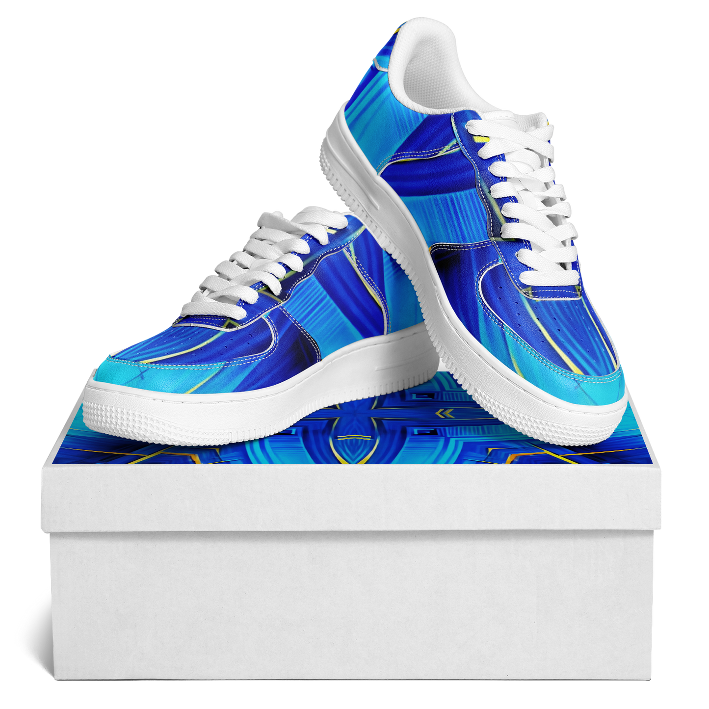 Women's Vibrant Blue Geometric All-Over Print Core Low Shoes