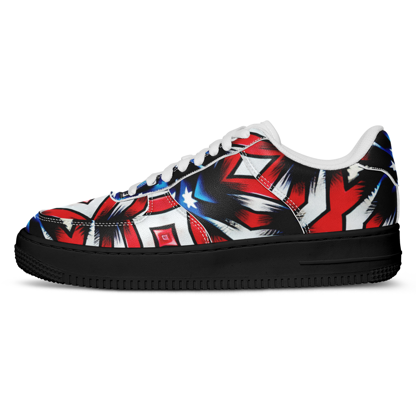 Men's Red White Blue Geometric Pattern All-Over Print Core Low Shoes