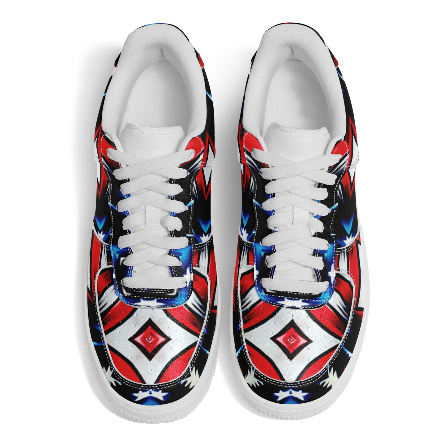 Men's Red White Blue Geometric Pattern All-Over Print Core Low Shoes
