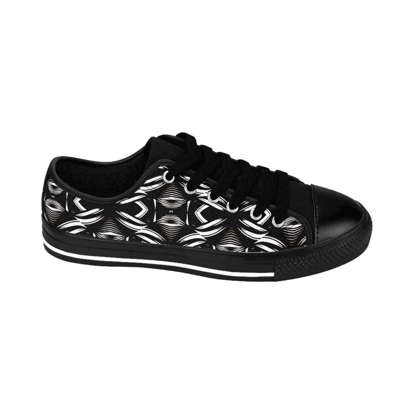 Men's Black Geometric Pattern  Low-Tops Sneakers