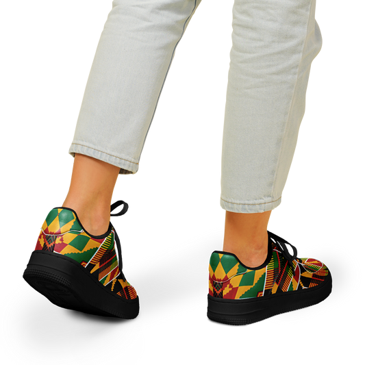 Women's Vibrant African Kente Geometric Pattern All-Over Print  Core Low Shoes