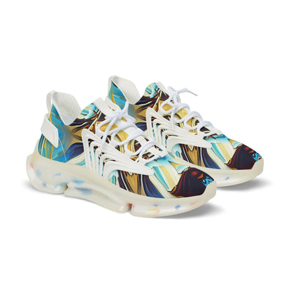 Men's Abstract Ocean Wave All Over Print Mesh Athletic Sneakers