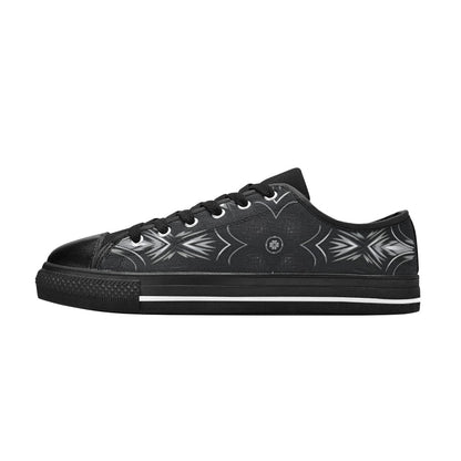 Women's Monochrome Urban Building Kaleidoscope Pattern  Low Top Canvas Shoes