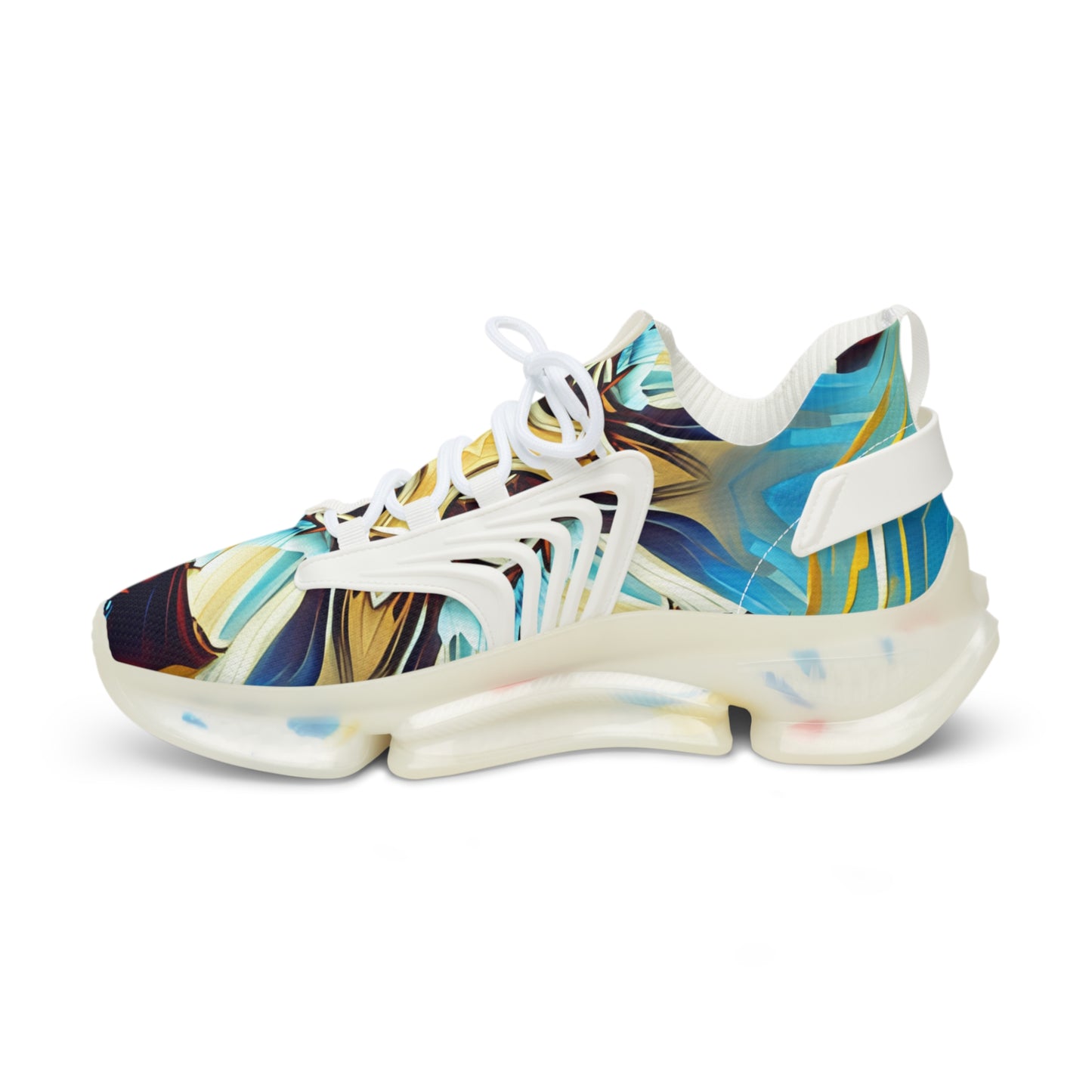 Men's Abstract Ocean Wave All Over Print Mesh Athletic Sneakers