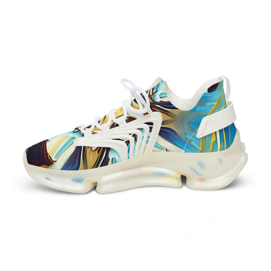 Men's Abstract Ocean Wave All Over Print Mesh Athletic Sneakers
