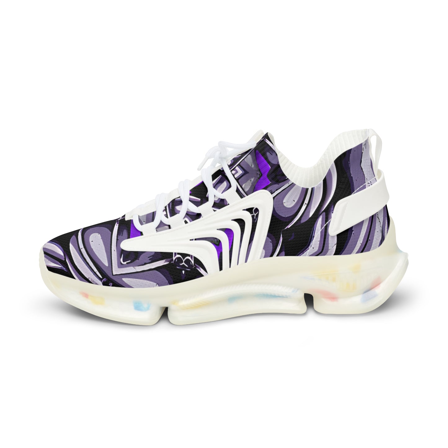 Men's Purple Swirl Mesh Sneakers with White Sole