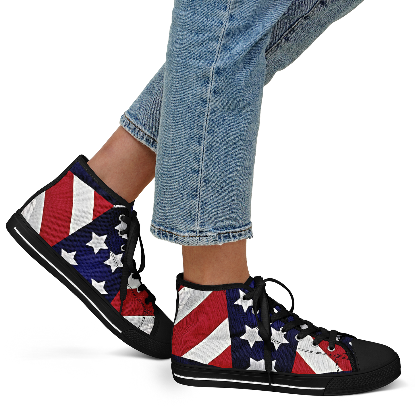 Women's Patriotic Star Flag Polo Shirt Urban Peak High Top Shoes