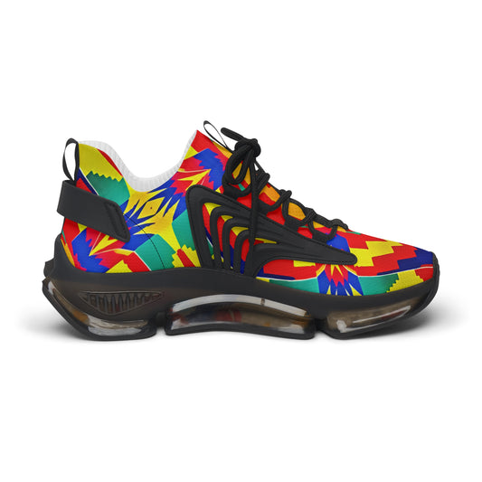 Women's Bold Rainbow Kente-Inspired Geometric Pattern All Over Print Mesh Sneakers