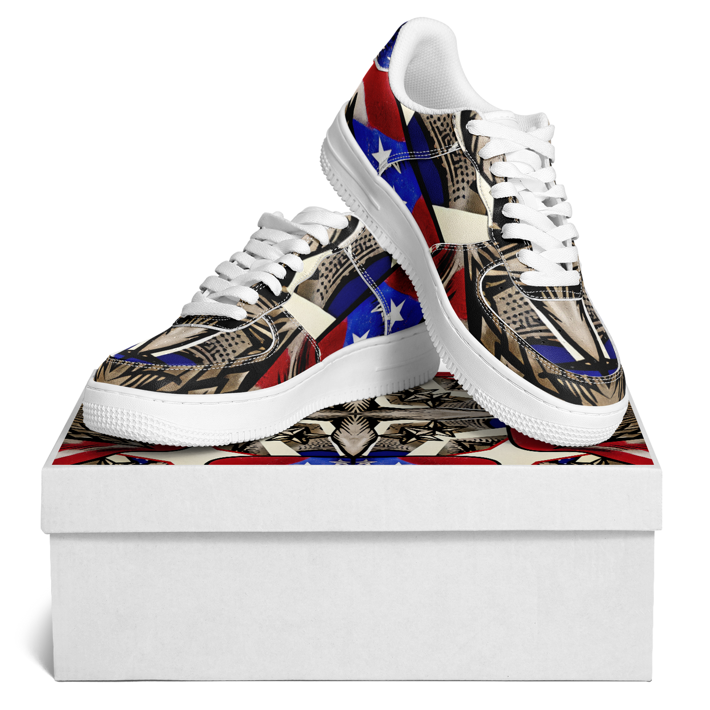 Men's Patriotic Star Kaleidoscope Pattern All-Over Print Core Low Shoes