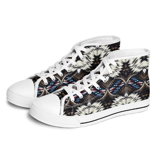 Men's  Patriotic Stars & Stripes Pattern All Over Print Urban Peak High Top Shoes