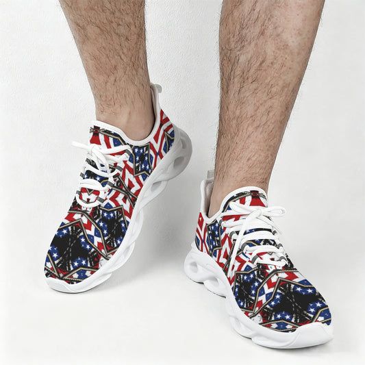 Men's Patriotic Star Kaleidoscope Pattern All-Over Print Twisted Sole Sneakers
