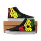 Men's Red Yellow Green and Black Stars High Top Skateboarding Shoes