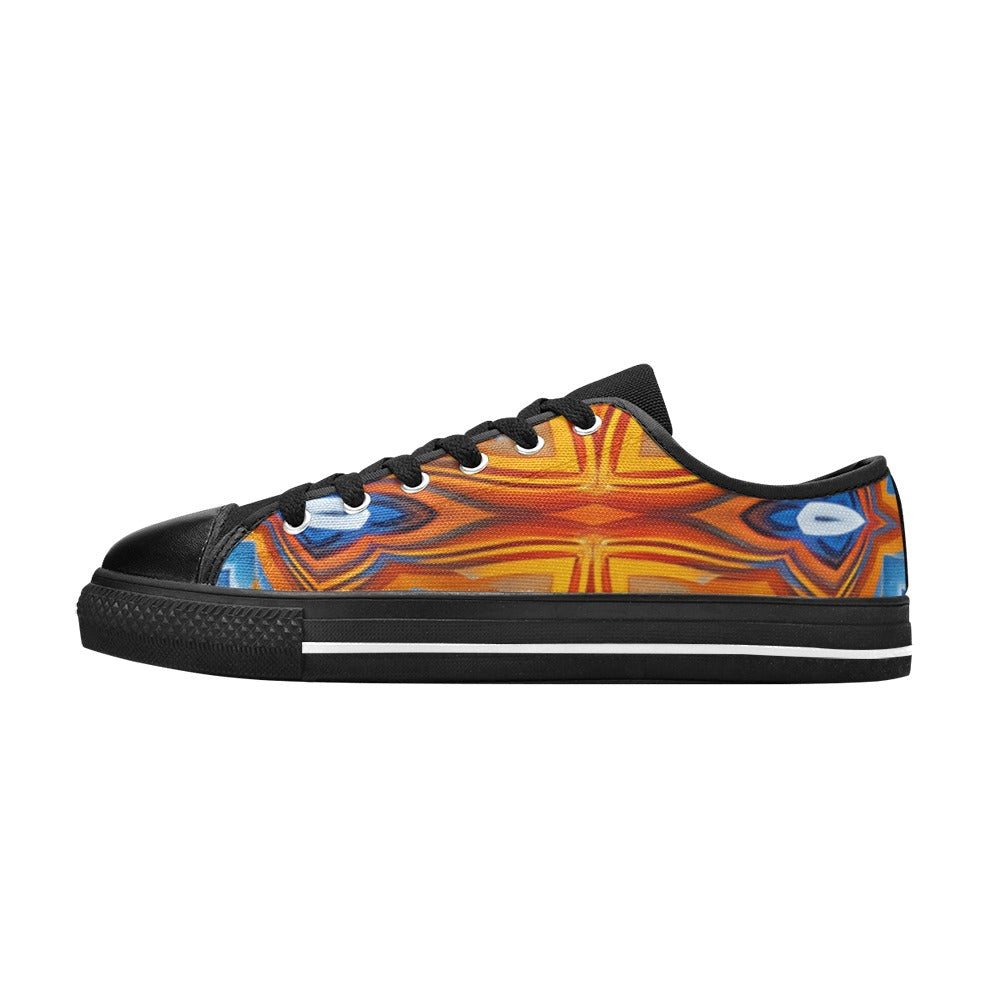 Women' Abstract Flame Kaleidoscope Pattern All Over Print Low Top Canvas Shoes