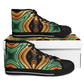 Women's Green & Gold Psychedelic Floral Pattern All-Over Print Urban Peak High Top Shoes