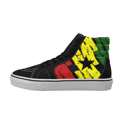 Men's Red Yellow Green and Black Stars High Top Skateboarding Shoes