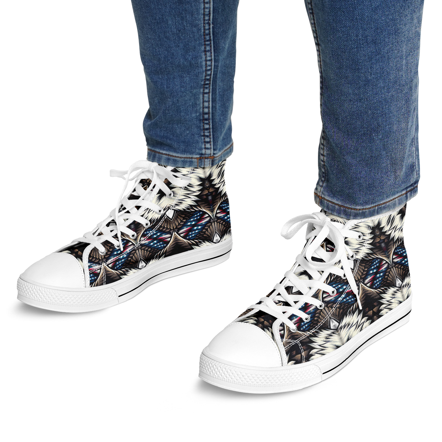 Men's  Patriotic Stars & Stripes Pattern All Over Print Urban Peak High Top Shoes