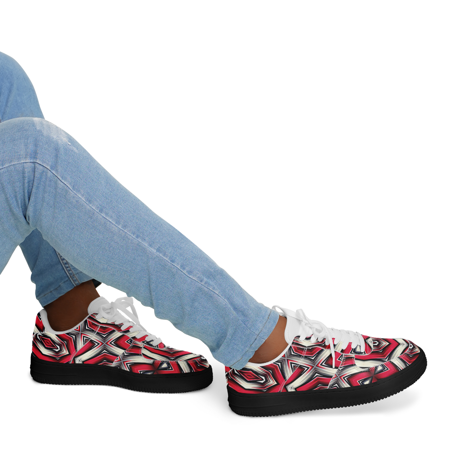 Men's Red Geometric Kaleidoscope Core Low Shoes