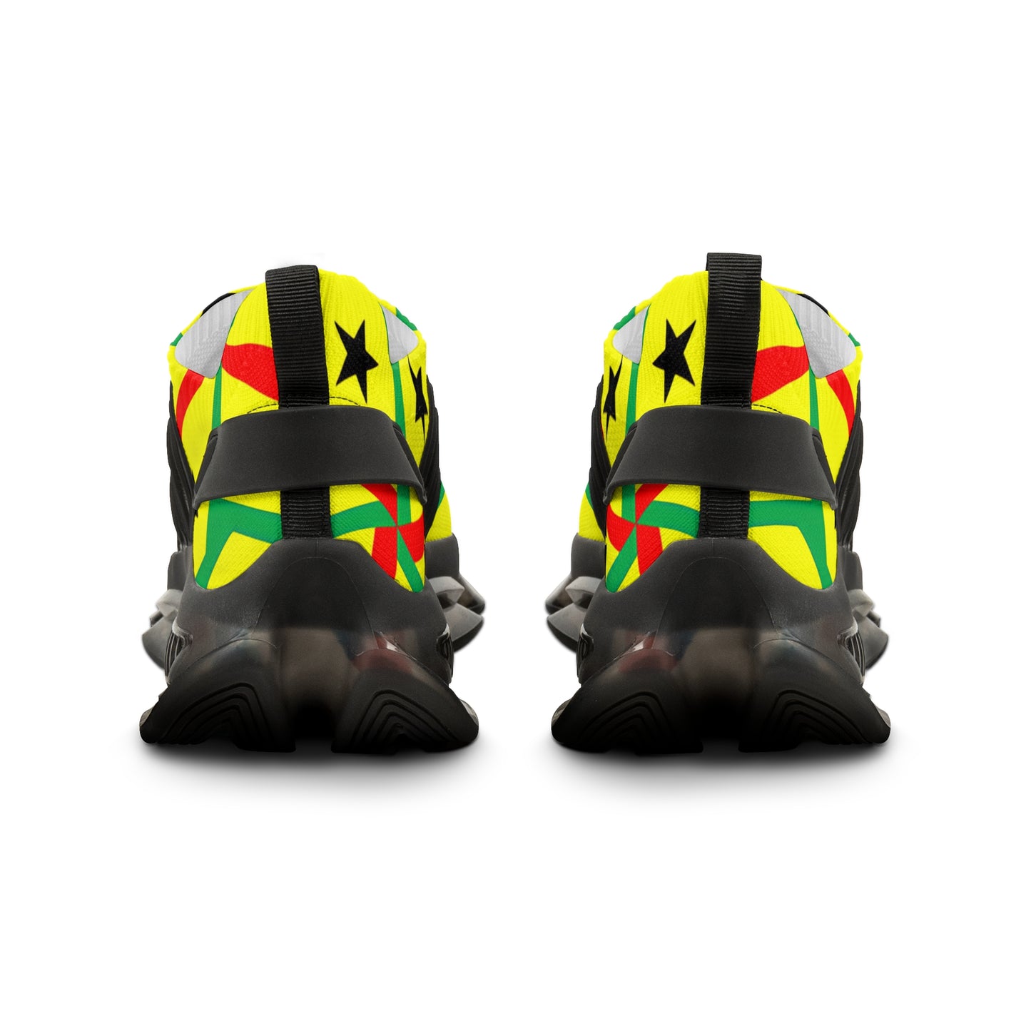 Men's Red Yellow Green Black Stars Athletic Mesh Sneakers