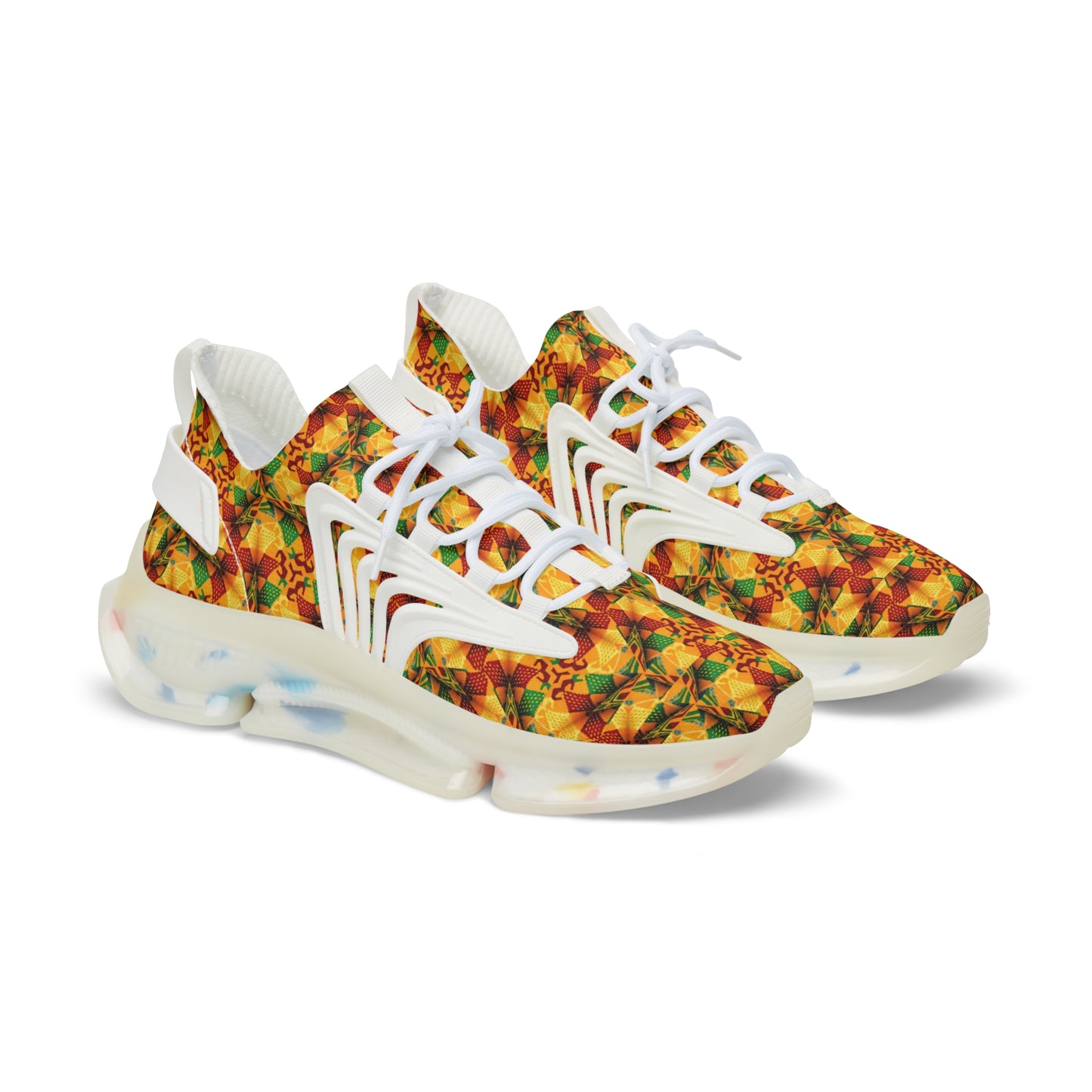 Men's Mesh Vibrant Kaleidoscope Print Athletic Sneakers