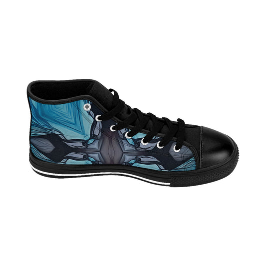Men's Blue Geometric Pattern All Over print High-Top Sneakers