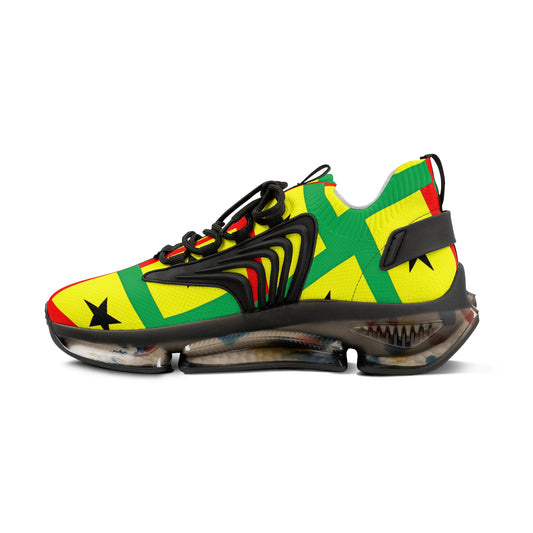 Men's Red Yellow Green Black Stars Athletic Mesh Sneakers