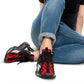 Men's Red Black & White Geometric Pattern All Over Print Mesh Workout Sneakers