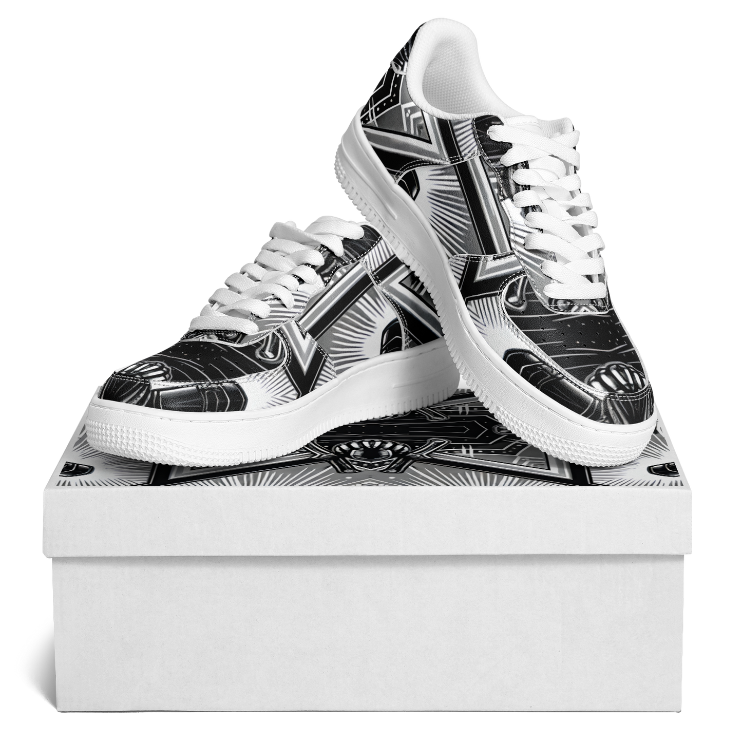 Women' Monochrome Gothic Kaleidoscope Pattern All Over Print Core Low Shoes