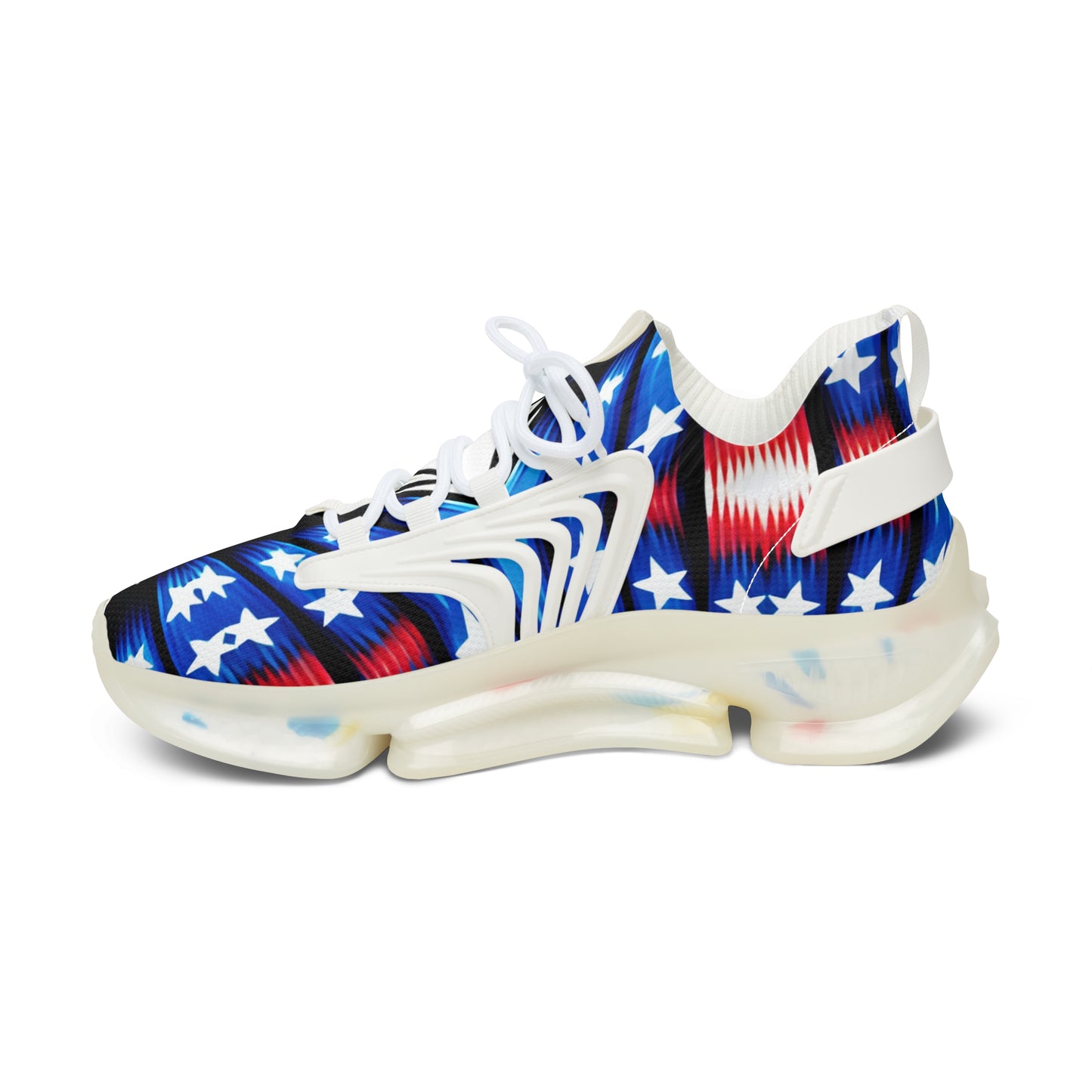 Women's American Flag Stars & Stripes Pattern All Over Print Mesh Sneakers
