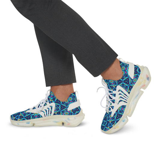 Men's Blue Geometric Kaleidoscope Mesh Sneakers