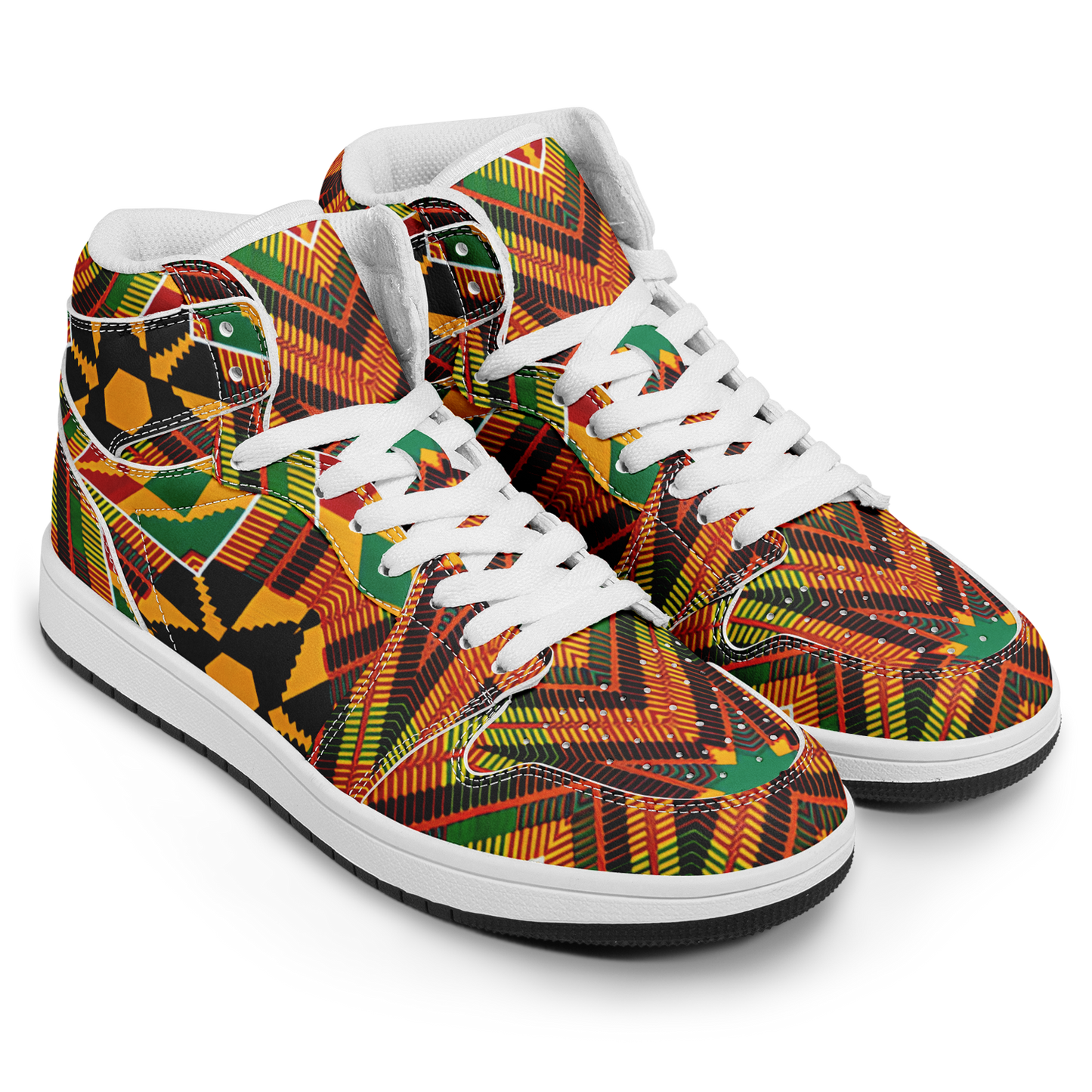 Men's Vibrant African Kente Geometric Pattern All-Over Print Motion High Top Shoes