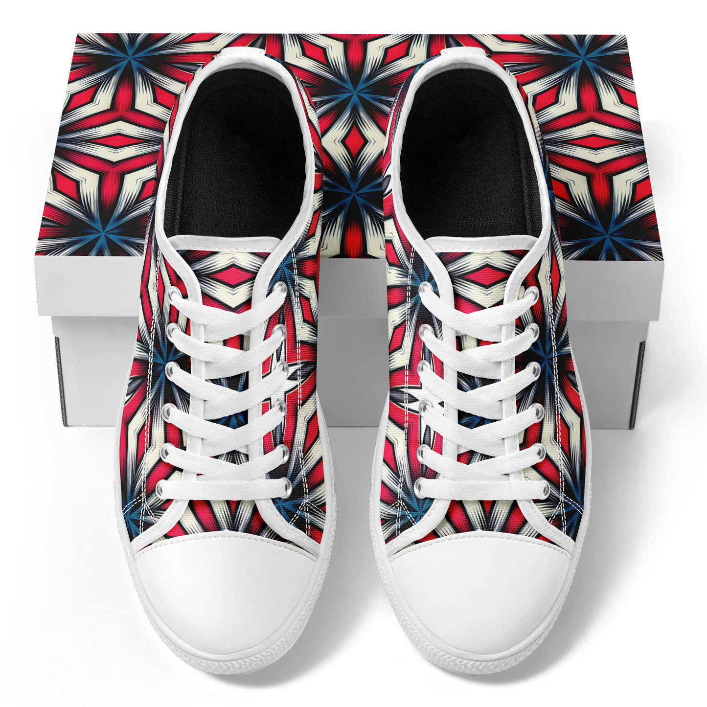 Women's Red, White & Blue Geometric Star Pattern All-Over Print Urban Peak Low Shoes