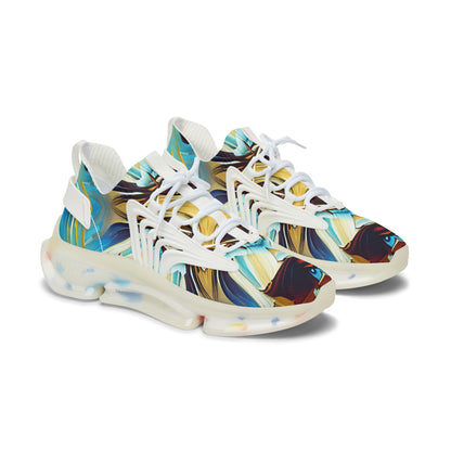 Women's Abstract Ocean Wave All Over Print Mesh Athletic Sneakers