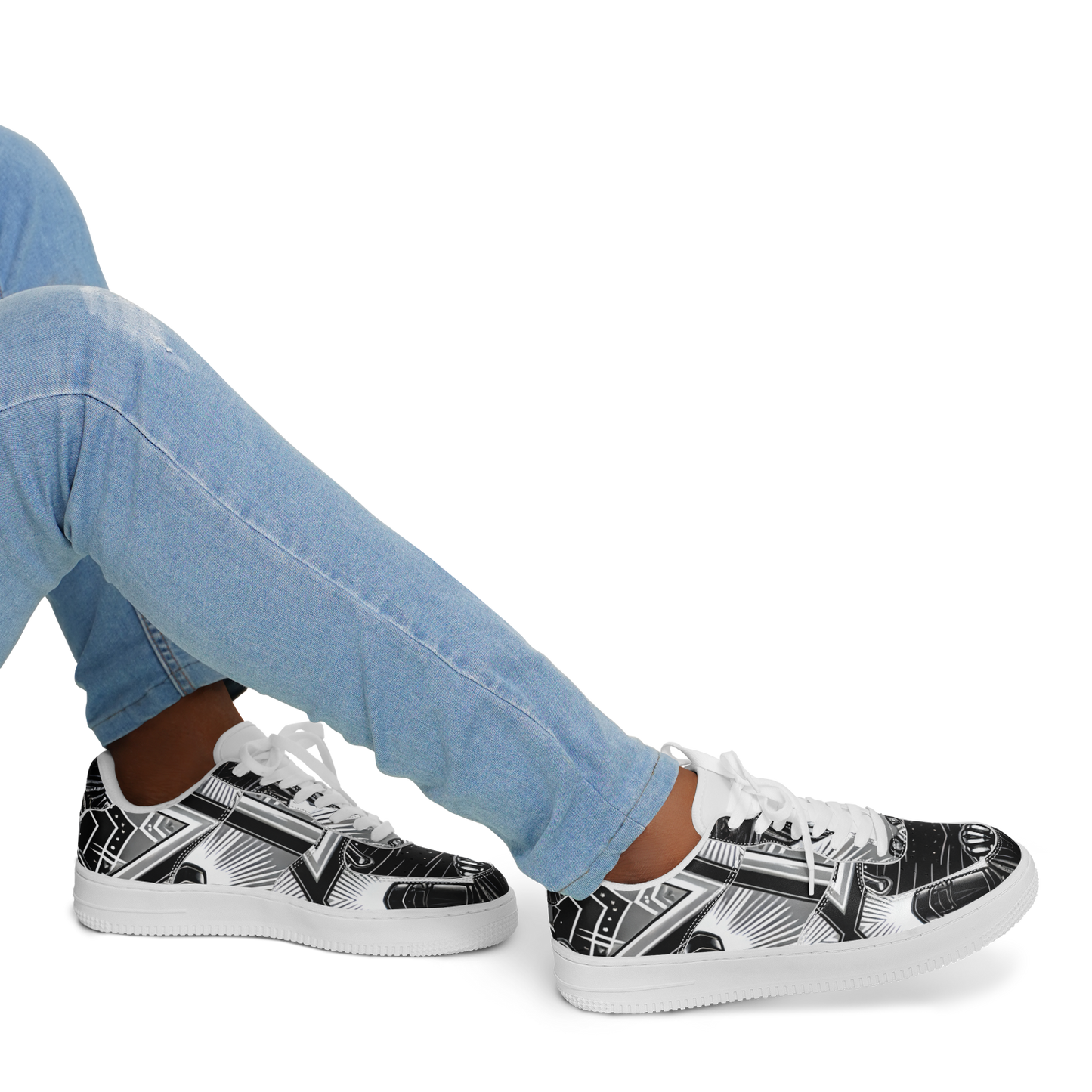 Men' Monochrome Gothic Kaleidoscope Pattern All Over Print Core Low Shoes