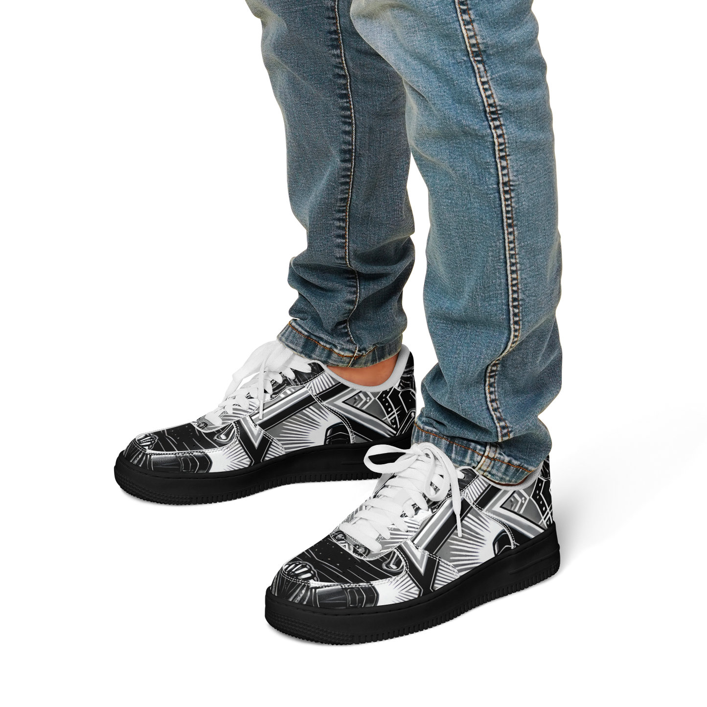 Men' Monochrome Gothic Kaleidoscope Pattern All Over Print Core Low Shoes