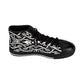 Men's Black Intricate Silver Chain Tattoo Pattern High-Top Sneakers