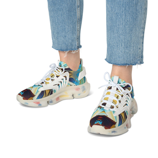 Women's Abstract Ocean Wave All Over Print Mesh Athletic Sneakers