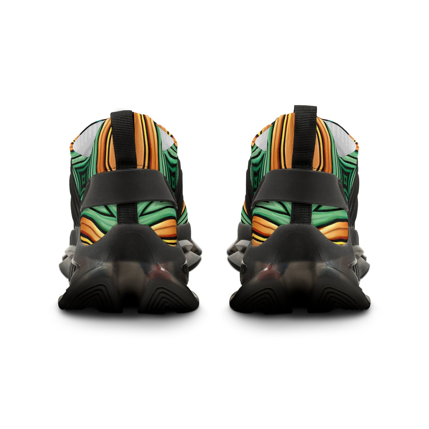 Men's Retro Green & Gold Swirl Athletic Mesh Sneakers