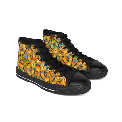 Women's Golden Geometric Mosaic Pattern Classic Sneakers