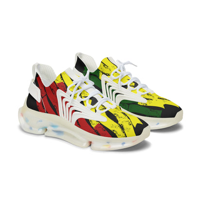 Women's Red Yellow Green Black Stars Athletic Mesh Sneakers