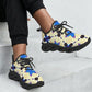 Women's Blue Floral Kaleidoscope Pattern All-Over Print Twisted Sole Sneakers