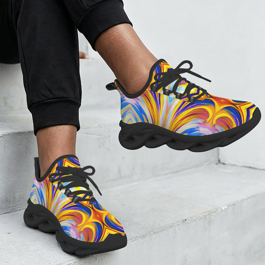 Women's Vibrant Abstract Art All-Over Print Twisted Sole Sneakers