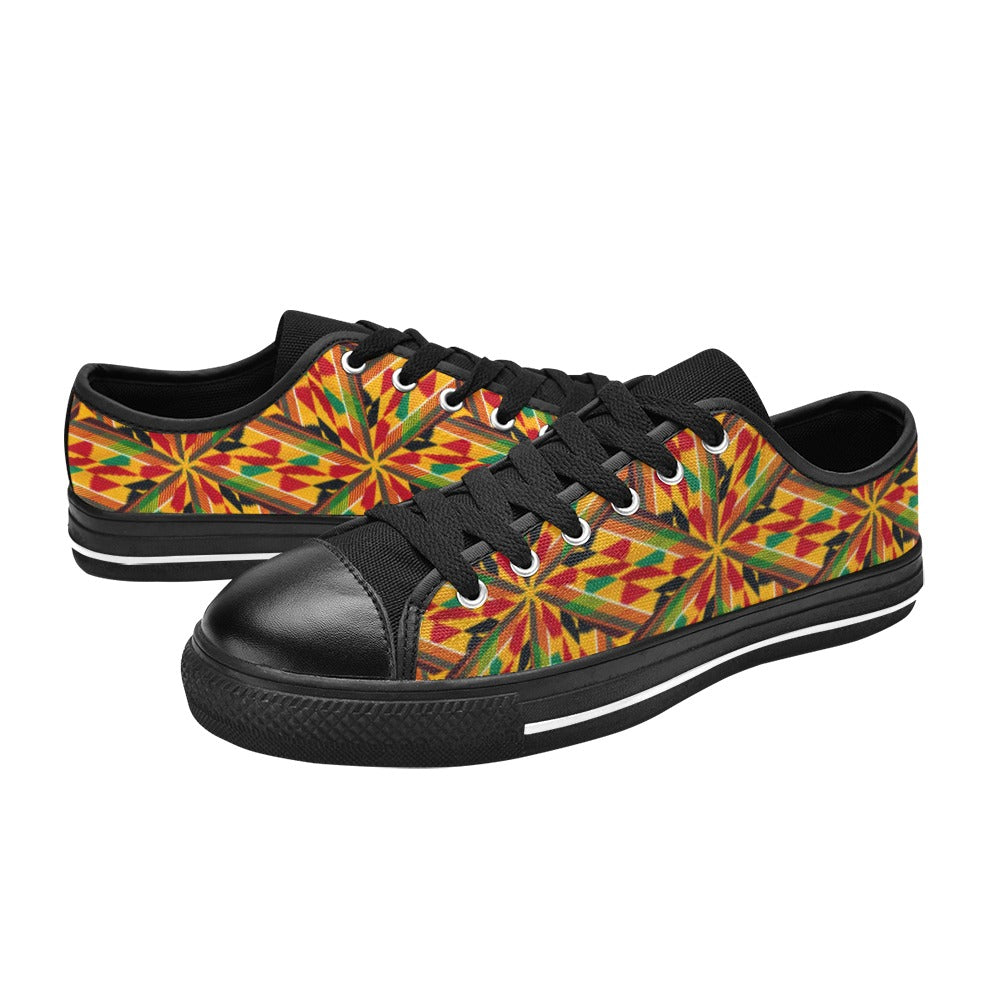 Men's Vibrant African Kente Geometric Pattern All-Over Print Low Top Canvas Shoes